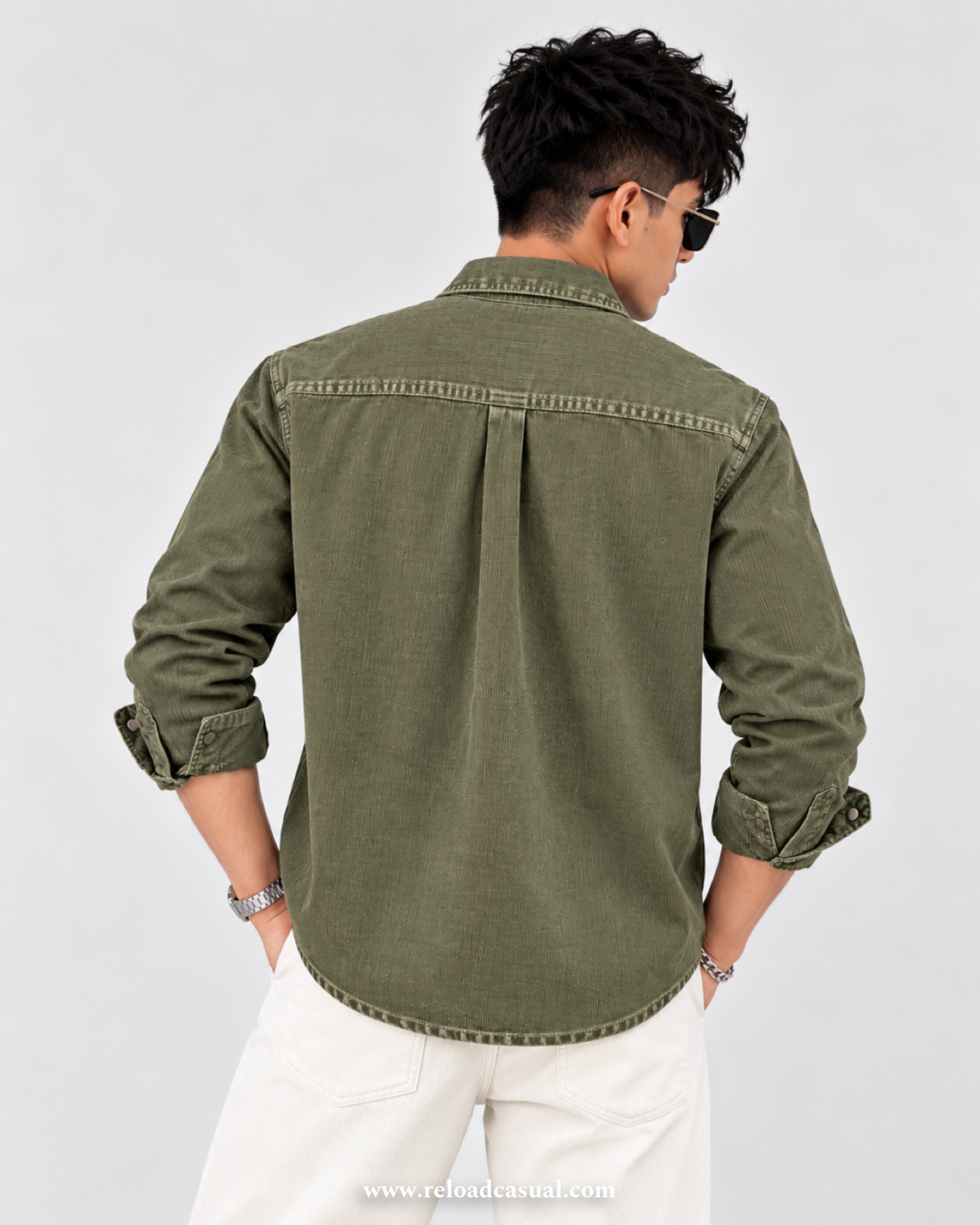 Touch Button Denim Corduroy Shirt