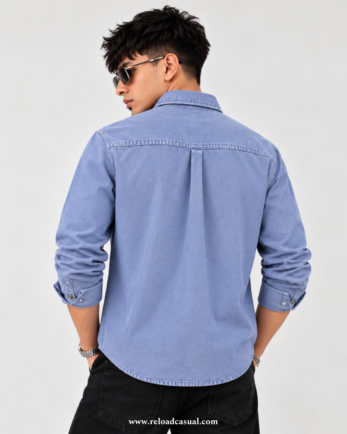 Touch Button Denim Corduroy Shirt