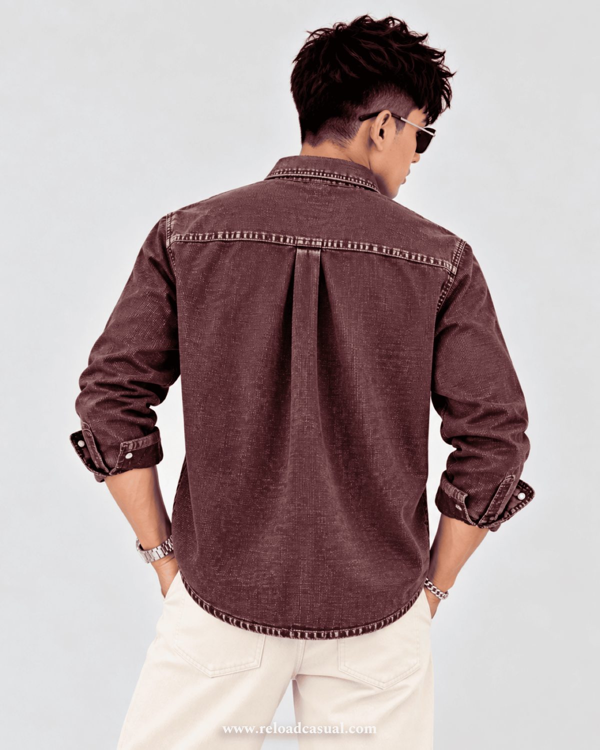 Touch Button Denim Corduroy Shirt