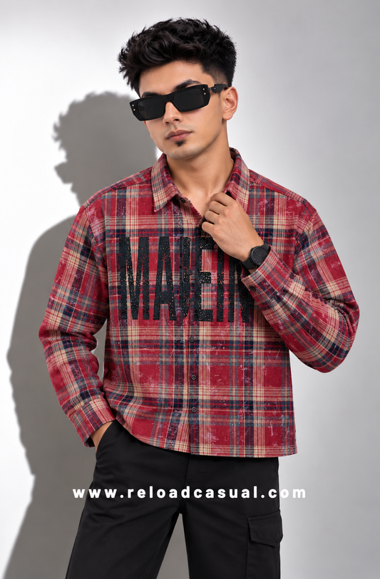 Majein Graphic Checked Casual Shirt