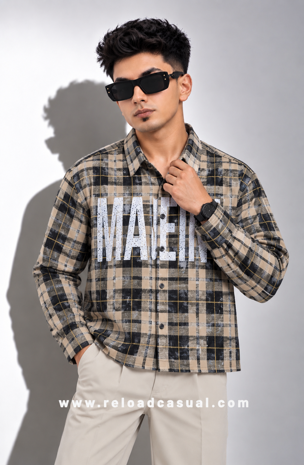 Majein Graphic Checked Casual Shirt