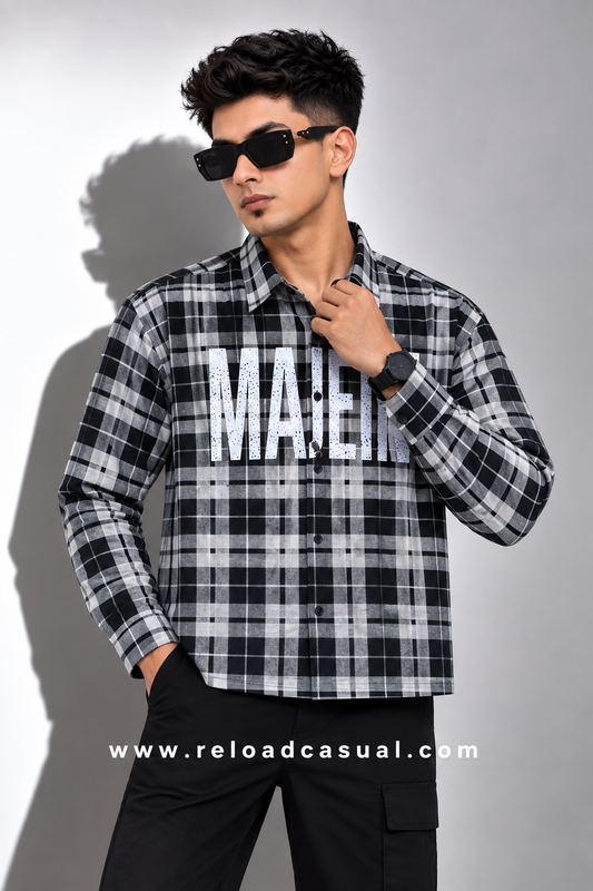 Majein Graphic Checked Casual Shirt