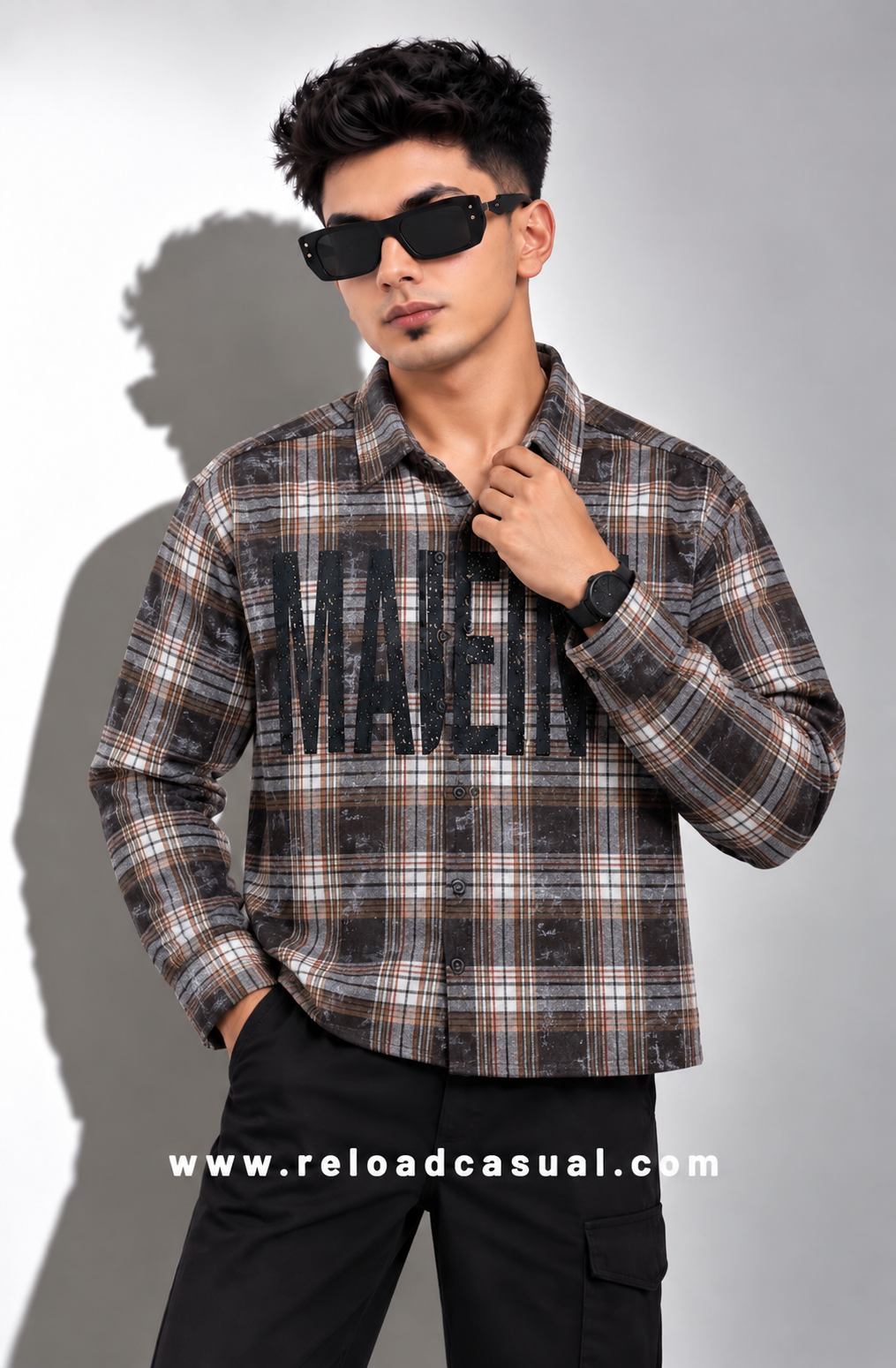 Majein Graphic Checked Casual Shirt