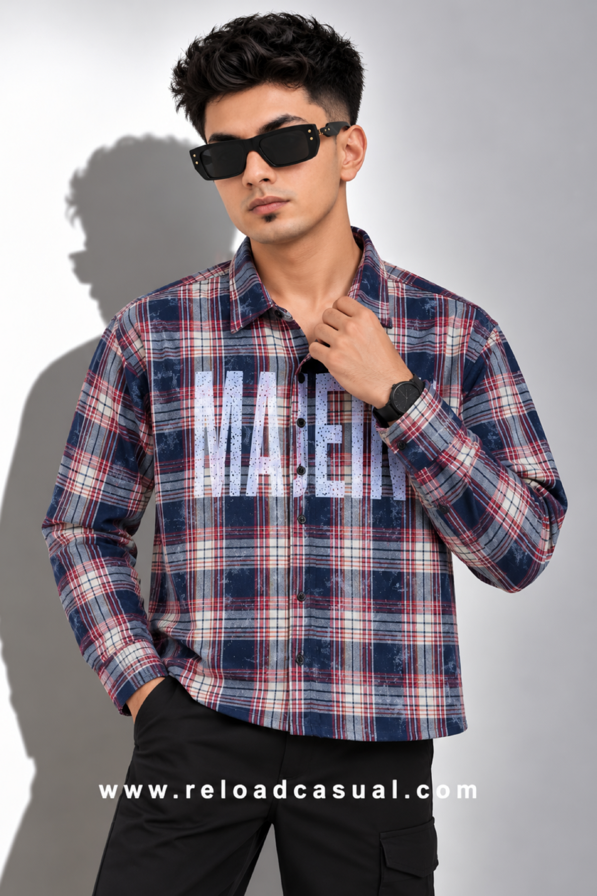 Majein Graphic Checked Casual Shirt