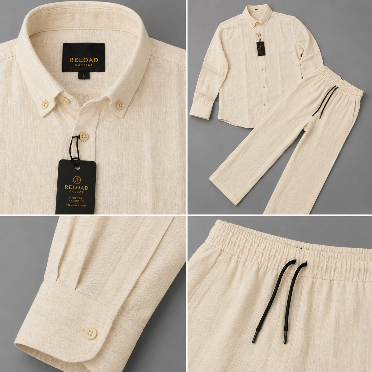 Khadi Linen Casual Summer Tracksuit Set