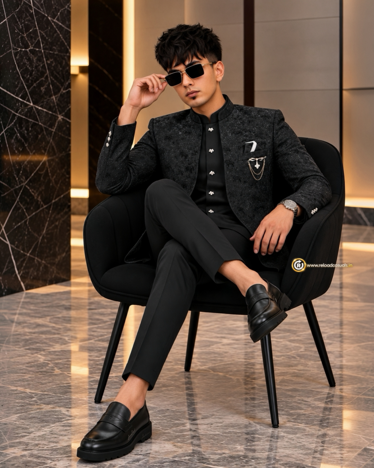 Elephant Royal Embroidered Art Jodhpuri 3-Piece Suit