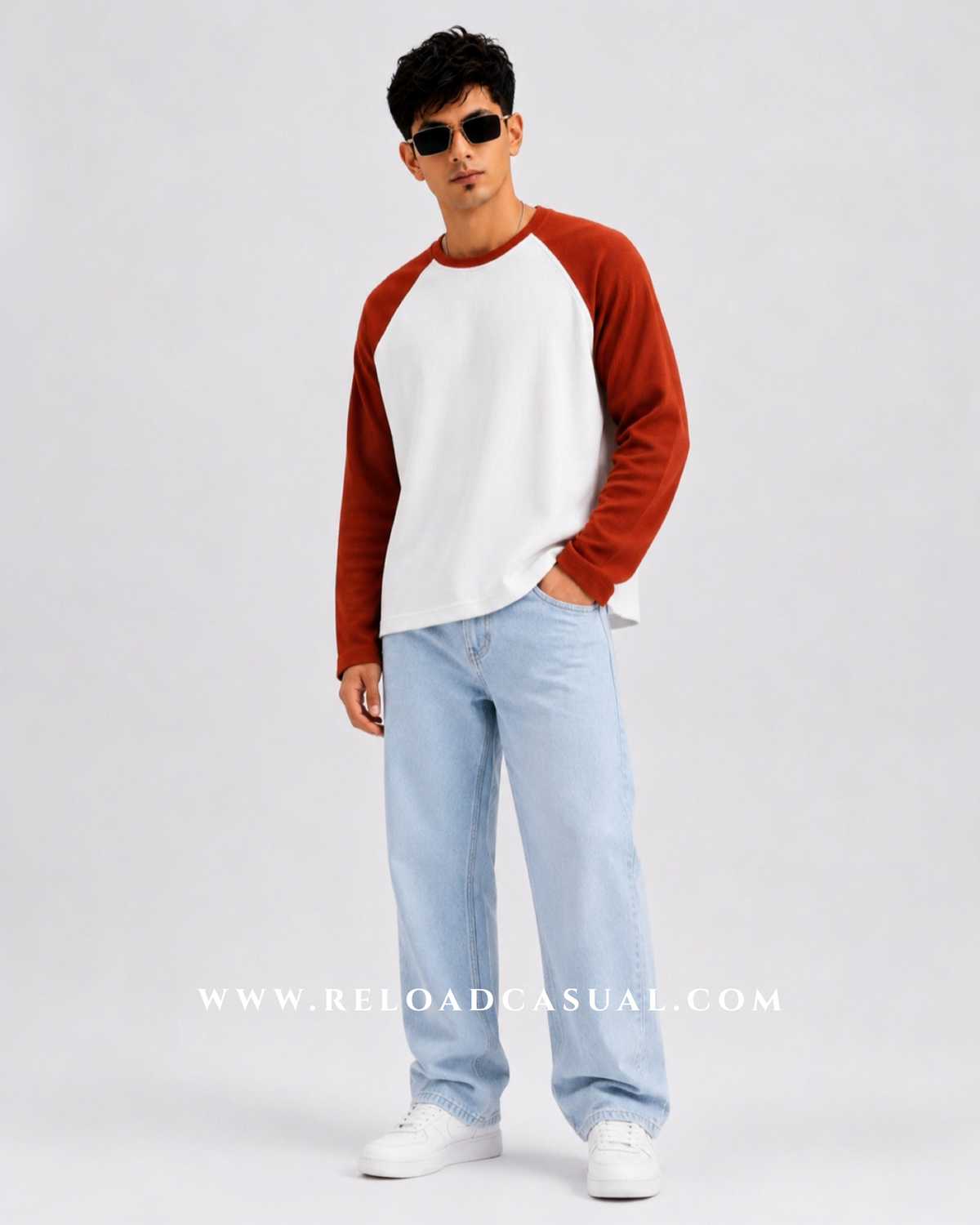 Waffle Knit Boxy Fit Full Sleeve T-Shirt