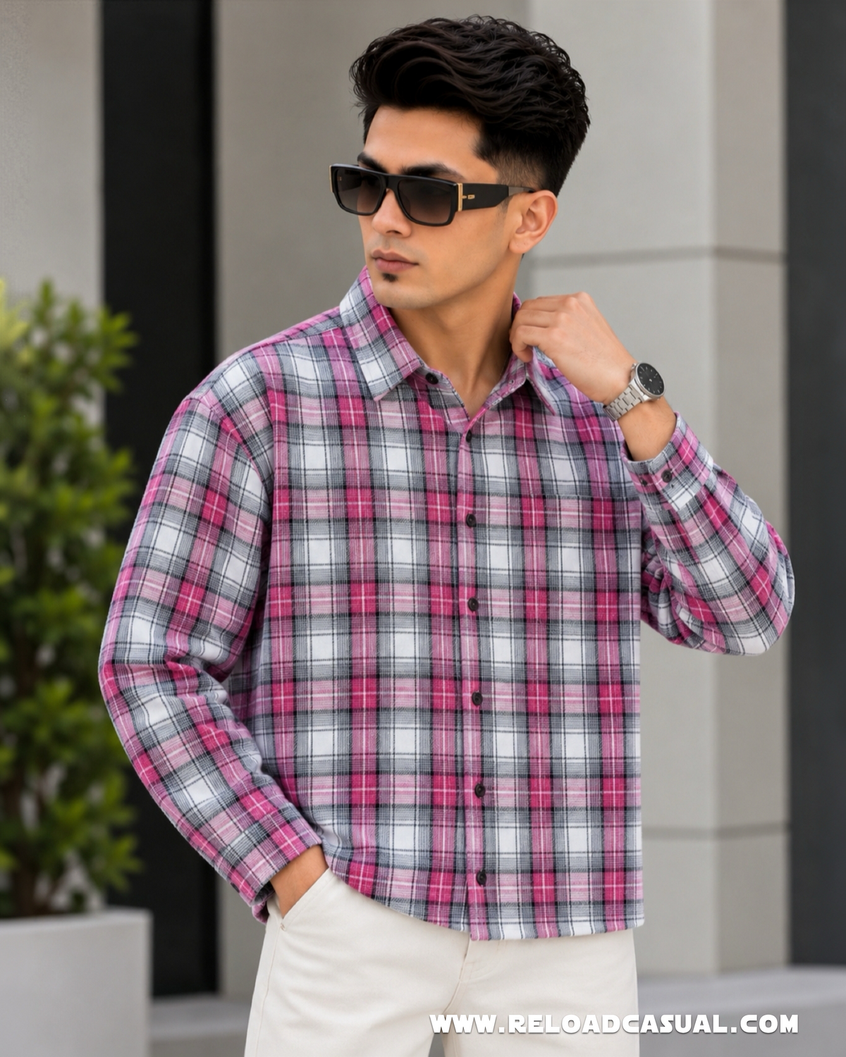 Shadow Grid Check Shirt