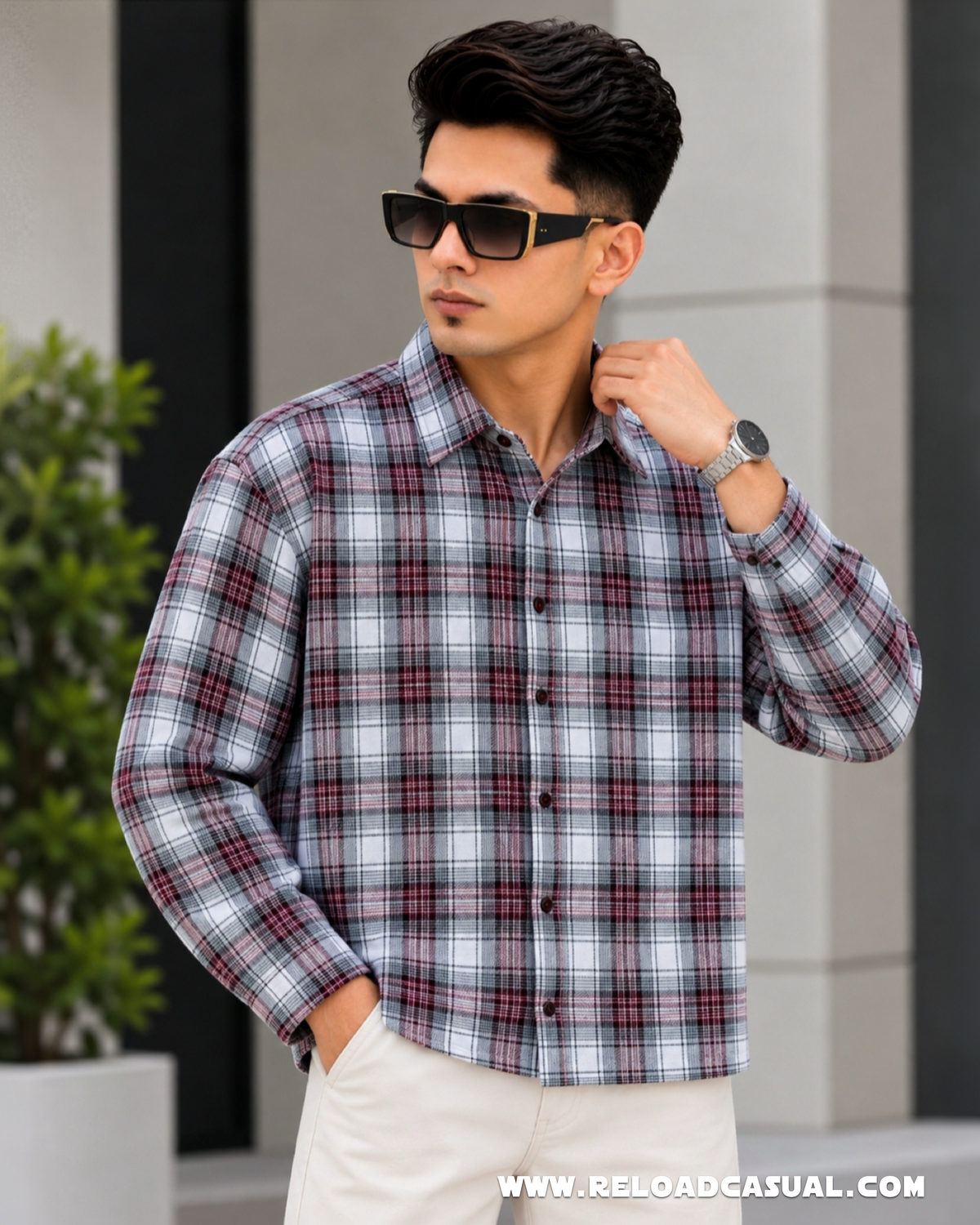 Shadow Grid Check Shirt