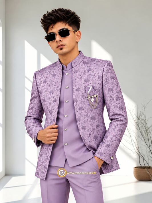 Elephant Royal Embroidered Art Jodhpuri 3-Piece Suit