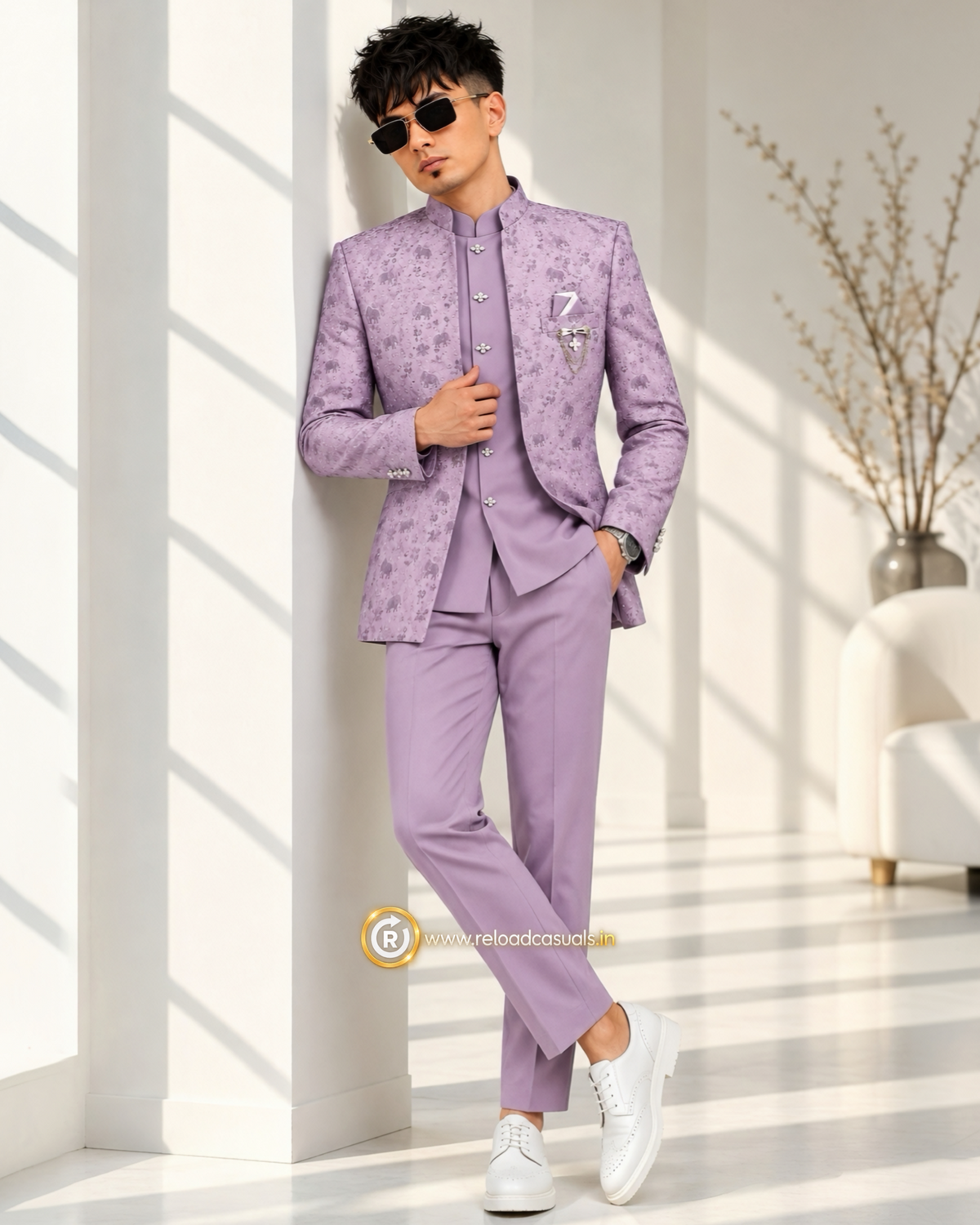 Elephant Royal Embroidered Art Jodhpuri 3-Piece Suit