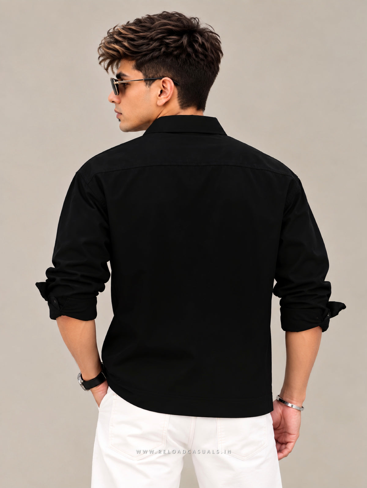 Men’s Floral Patchwork Zip Shirt