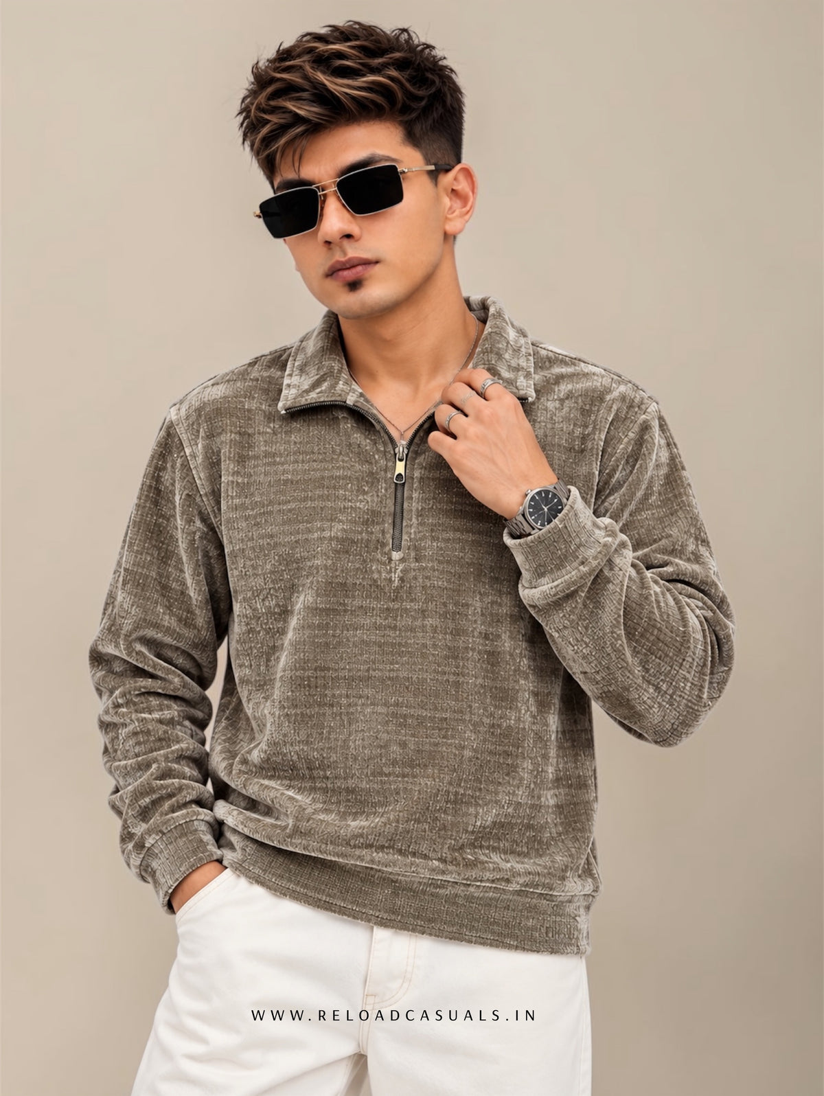 Majestic Touch Velvet Zip Polo T-Shirt