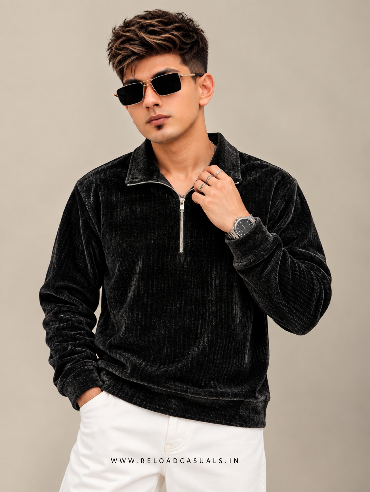 Majestic Touch Velvet Zip Polo T-Shirt