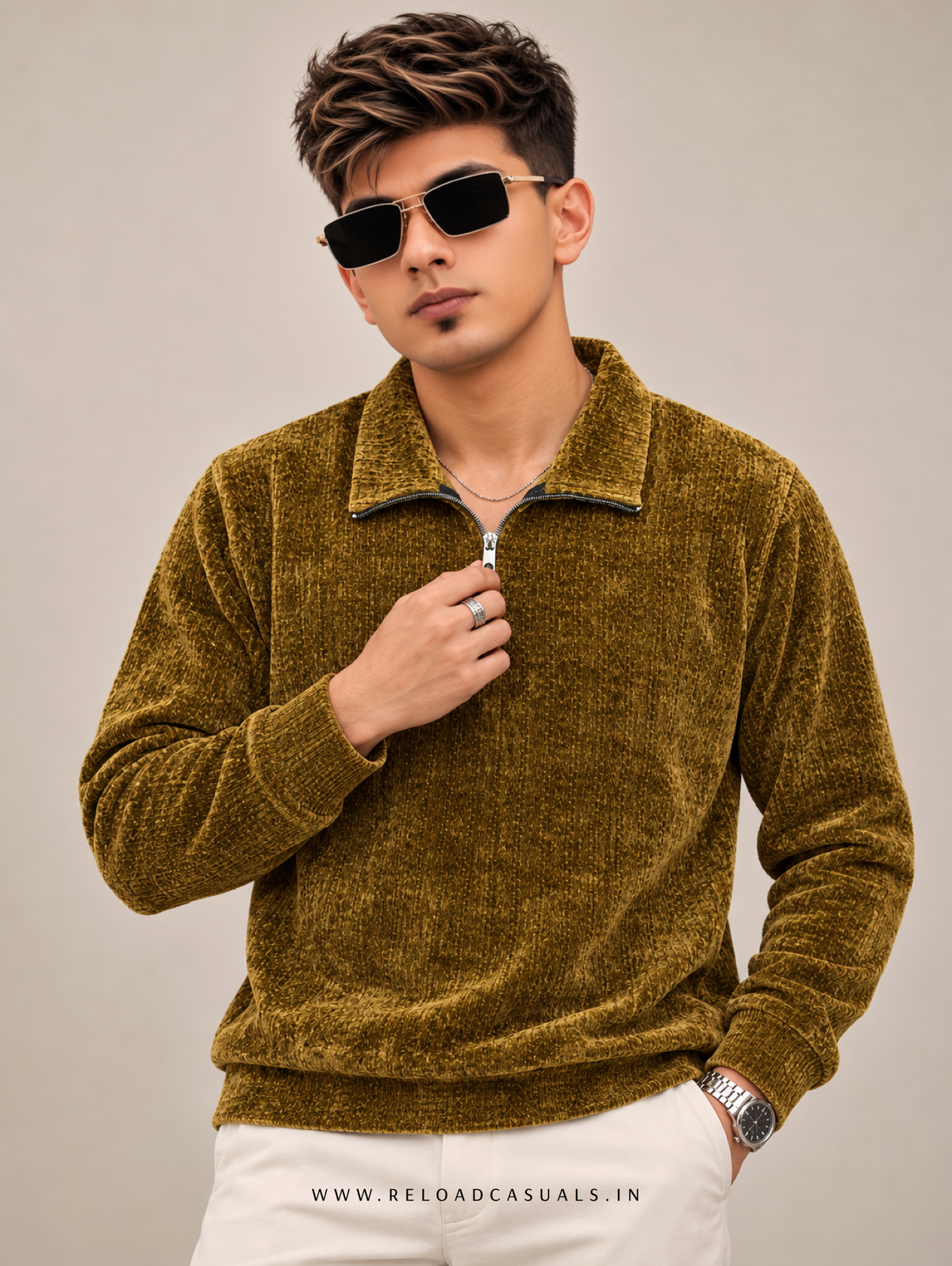 Majestic Touch Velvet Zip Polo T-Shirt