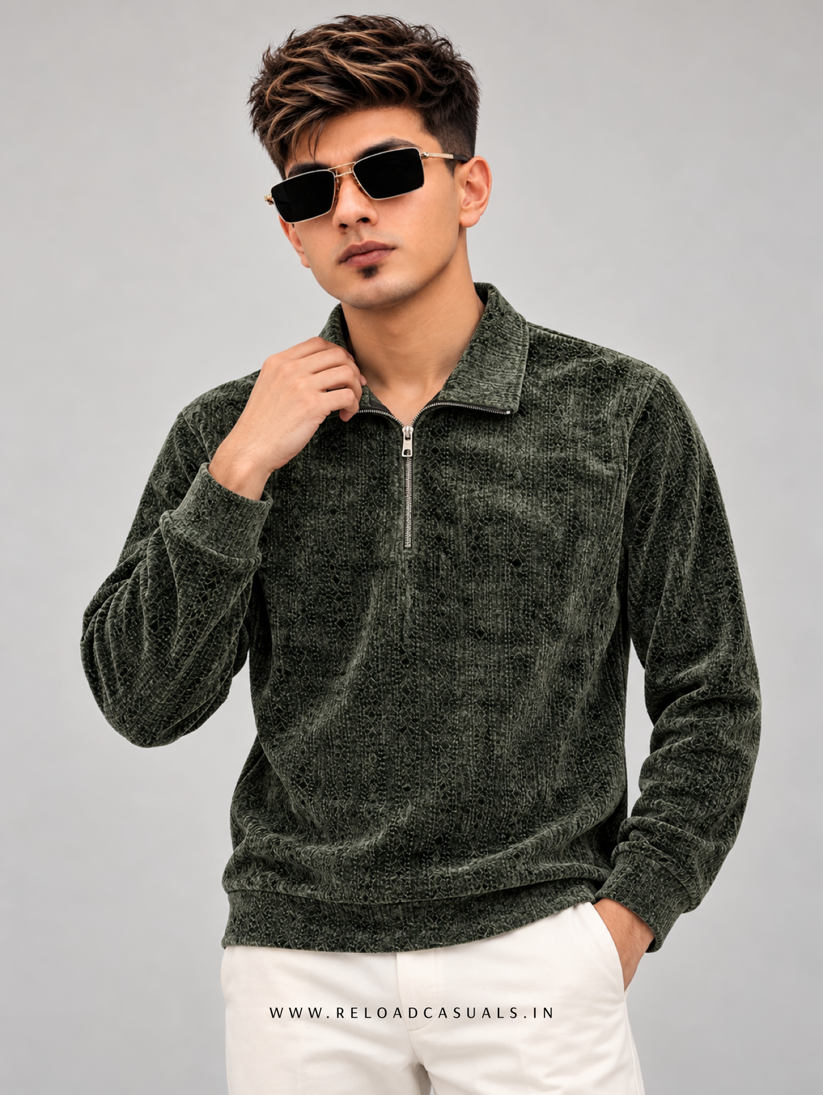 Majestic Touch Velvet Zip Polo T-Shirt