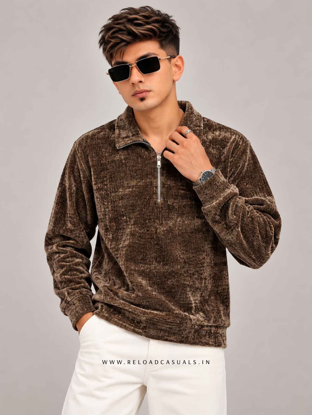 Majestic Touch Velvet Zip Polo T-Shirt