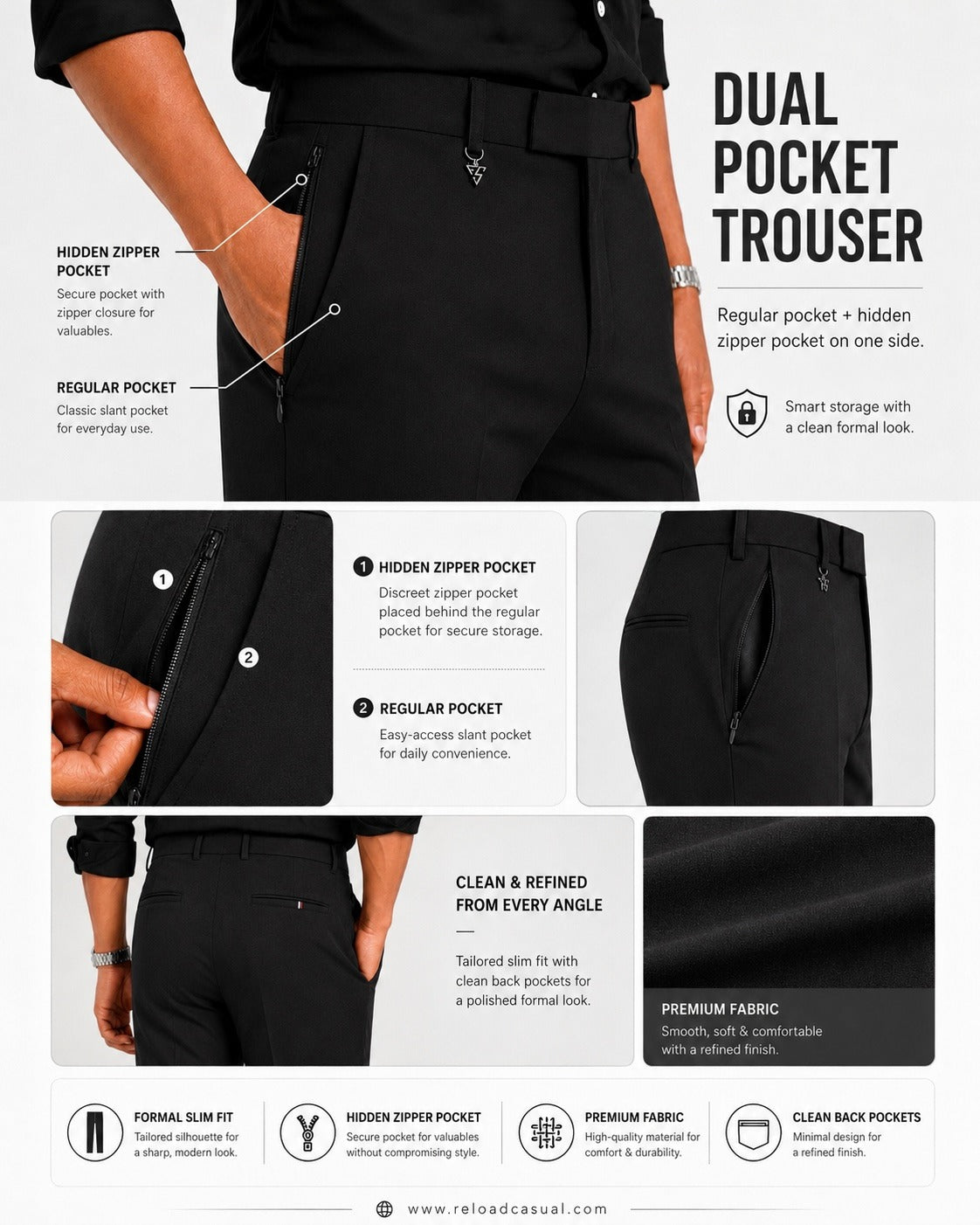 Men's Oxford Breathable Shirt + Hidden Zip Pocket Pant Combo
