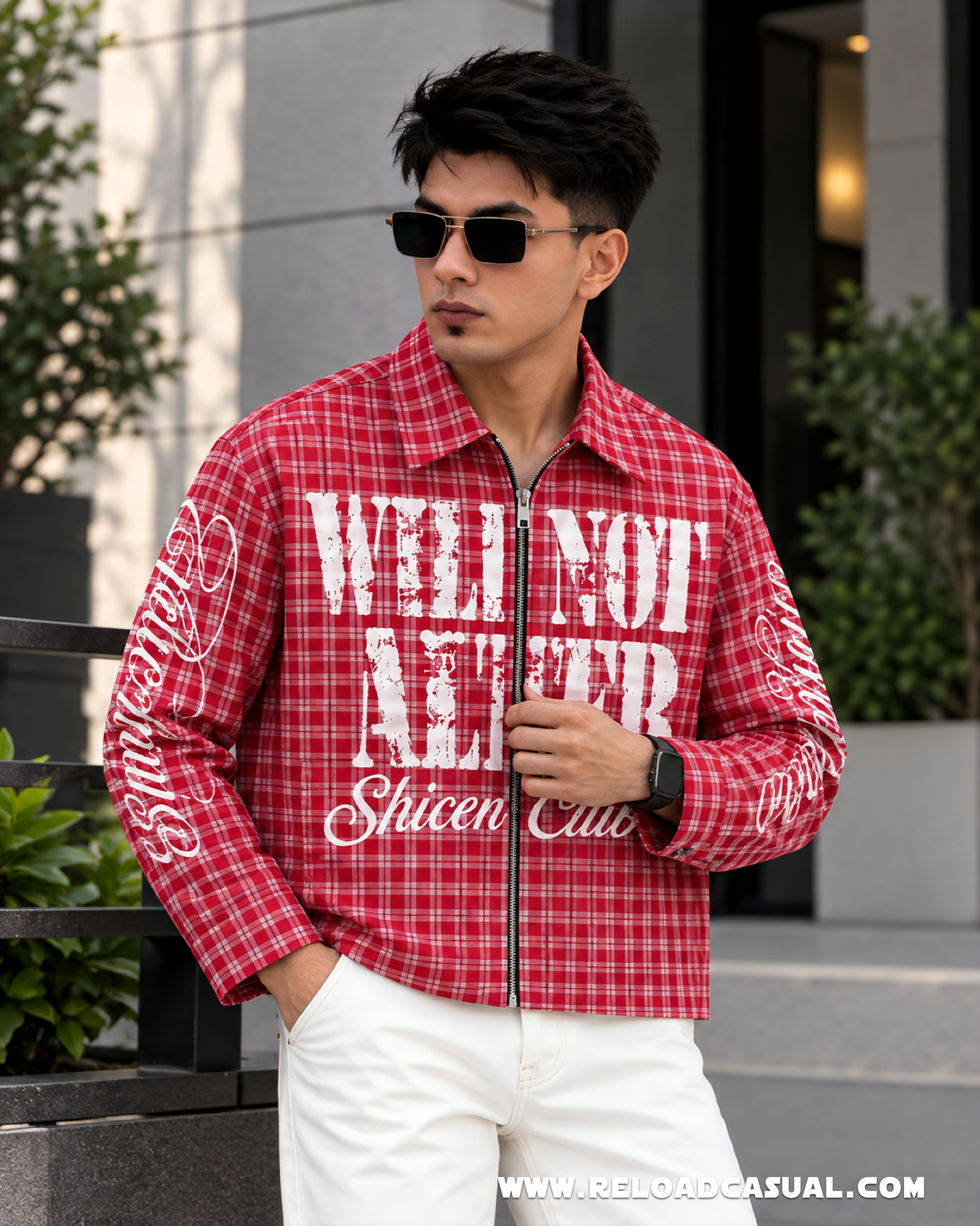 Street Rebel Graphic Check Zip Shirt