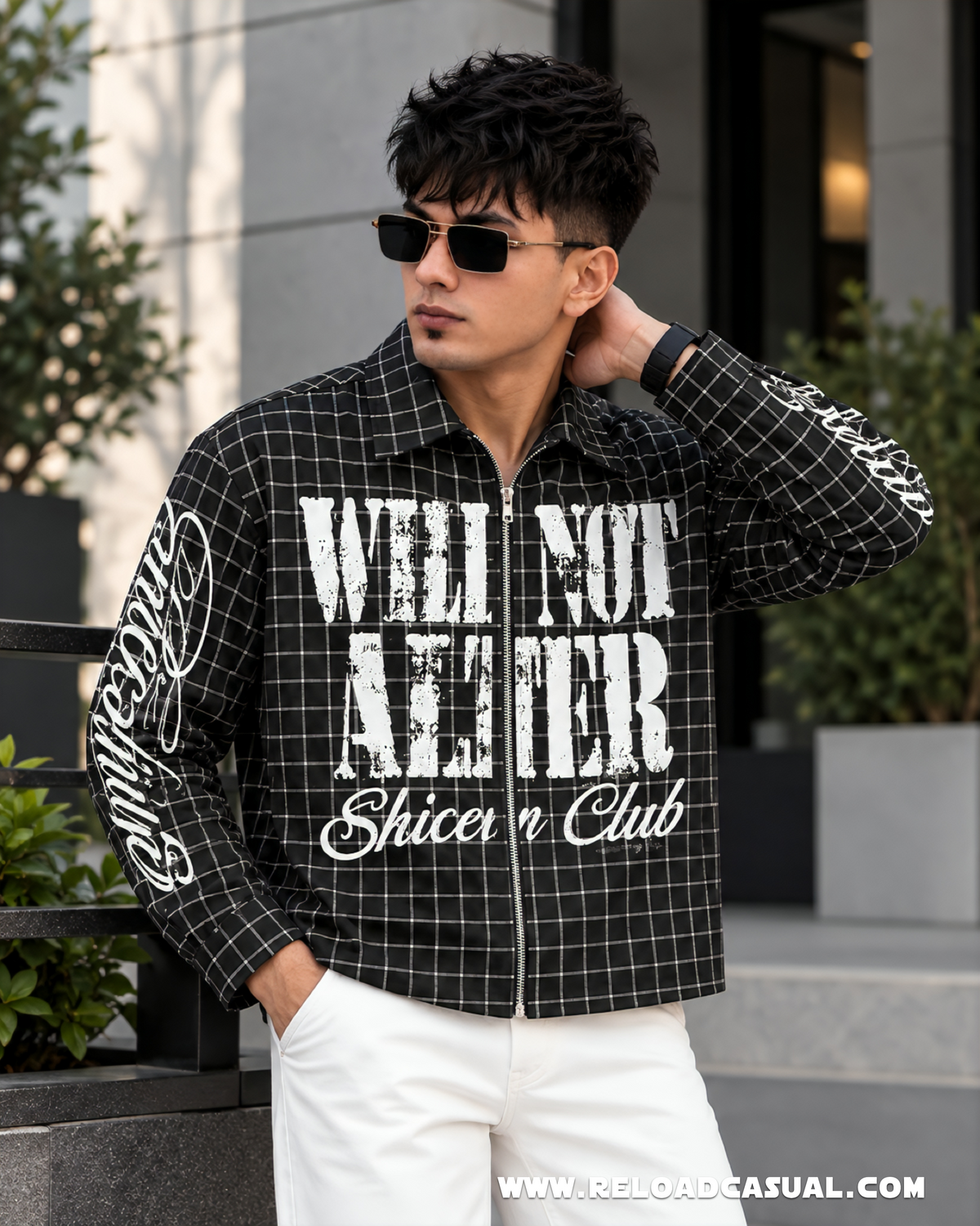 Street Rebel Graphic Check Zip Shirt