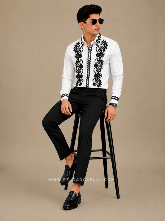 Floral Velvet Flocking Diamond Shirt