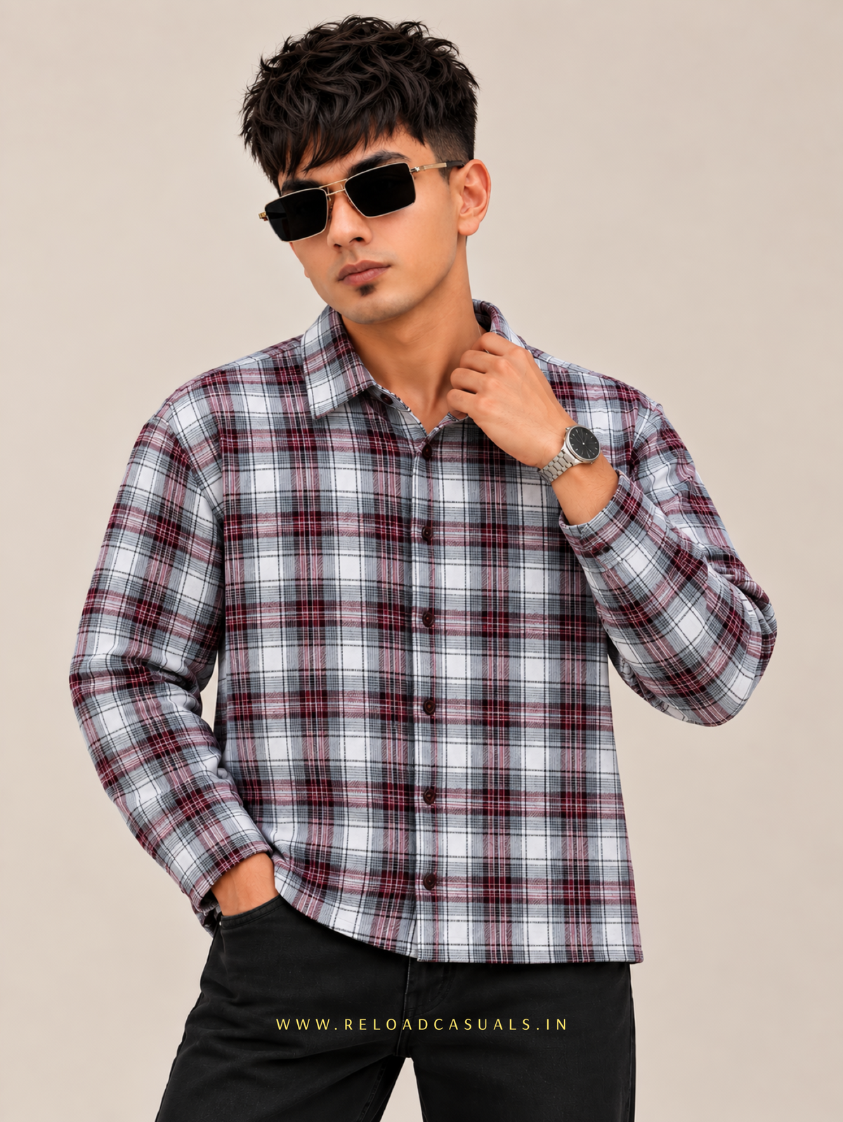 Shadow Grid Check Shirt