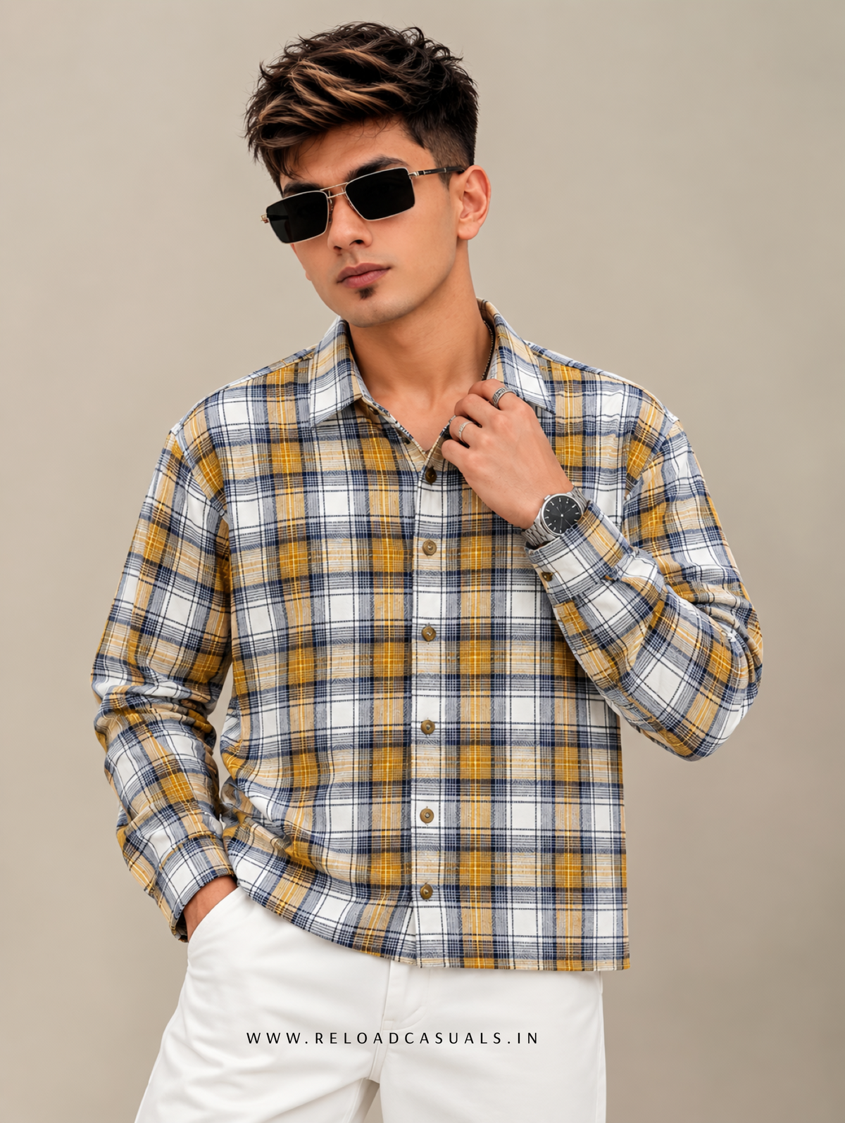 Shadow Grid Check Shirt