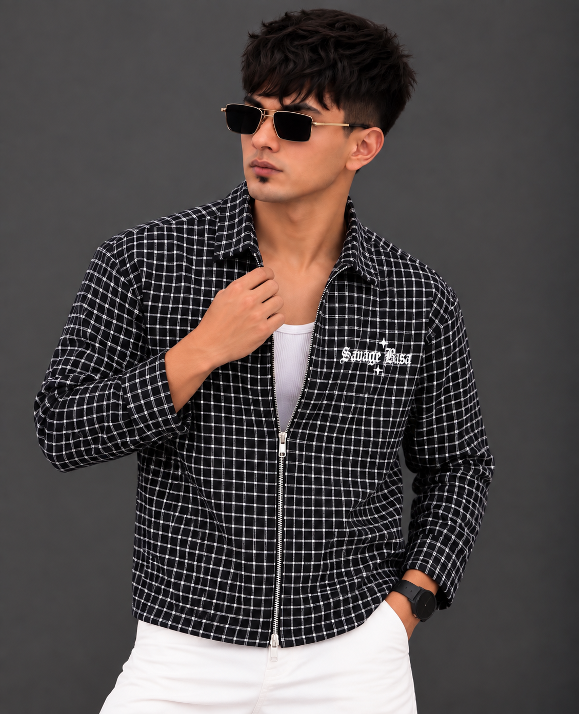 Savage Grid Zipper Shirt