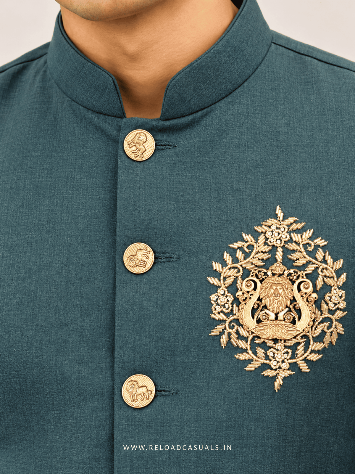 Lion Handwork Three Pcs Bootcut Sadri