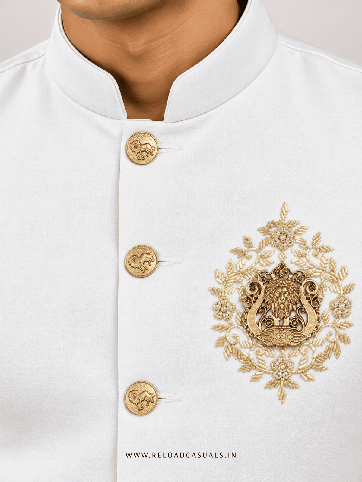 Lion Handwork Three Pcs Bootcut Sadri