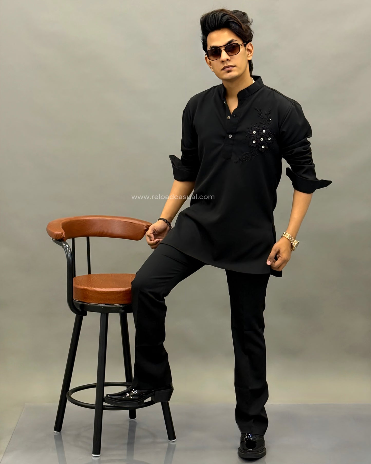 Men's Floral Hand Embroidered Kurta set