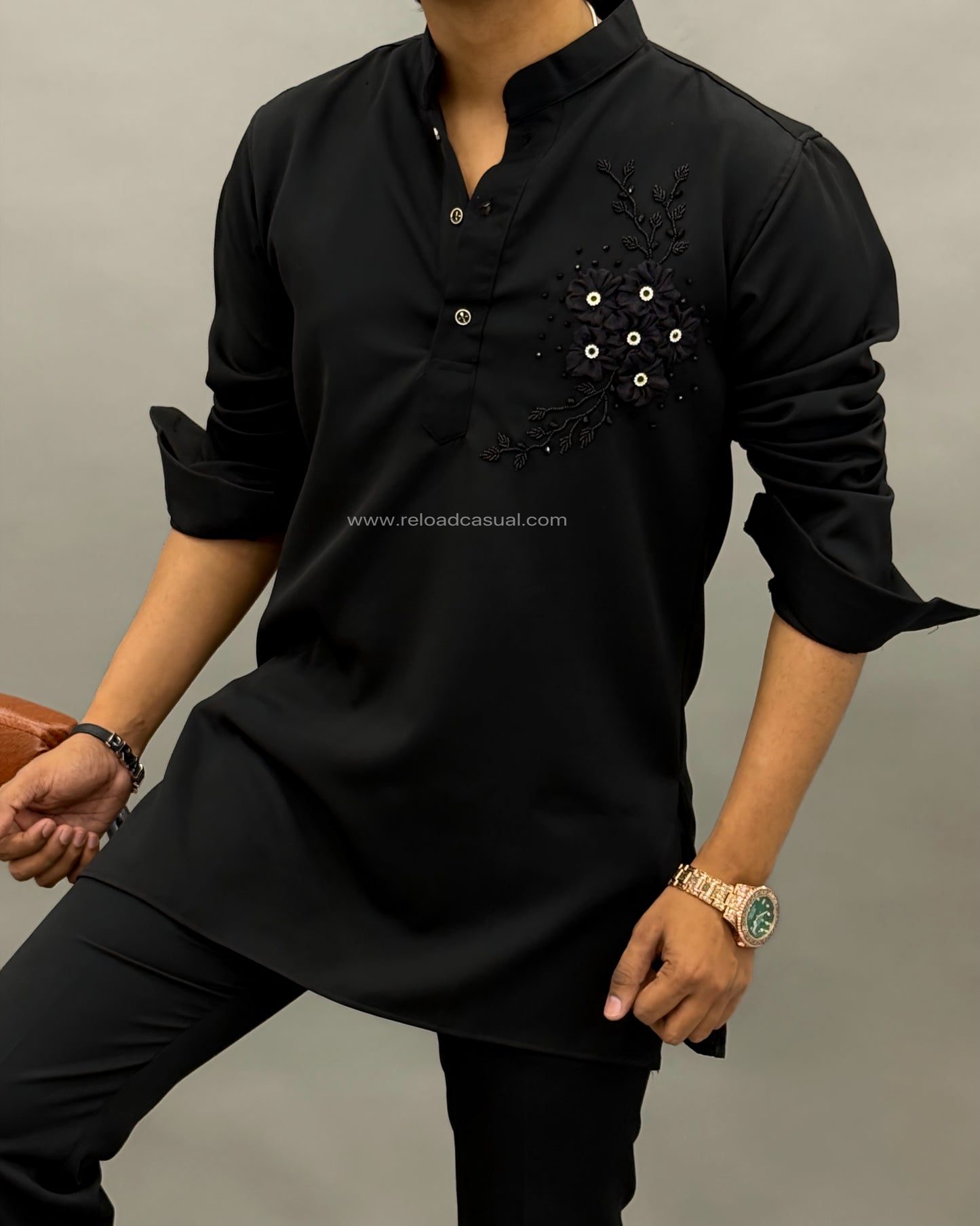 Men's Floral Hand Embroidered Kurta set
