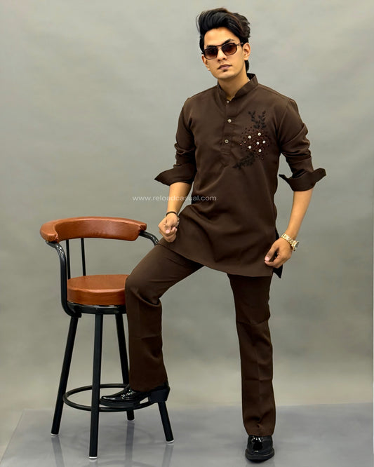 Men's Floral Hand Embroidered Kurta set