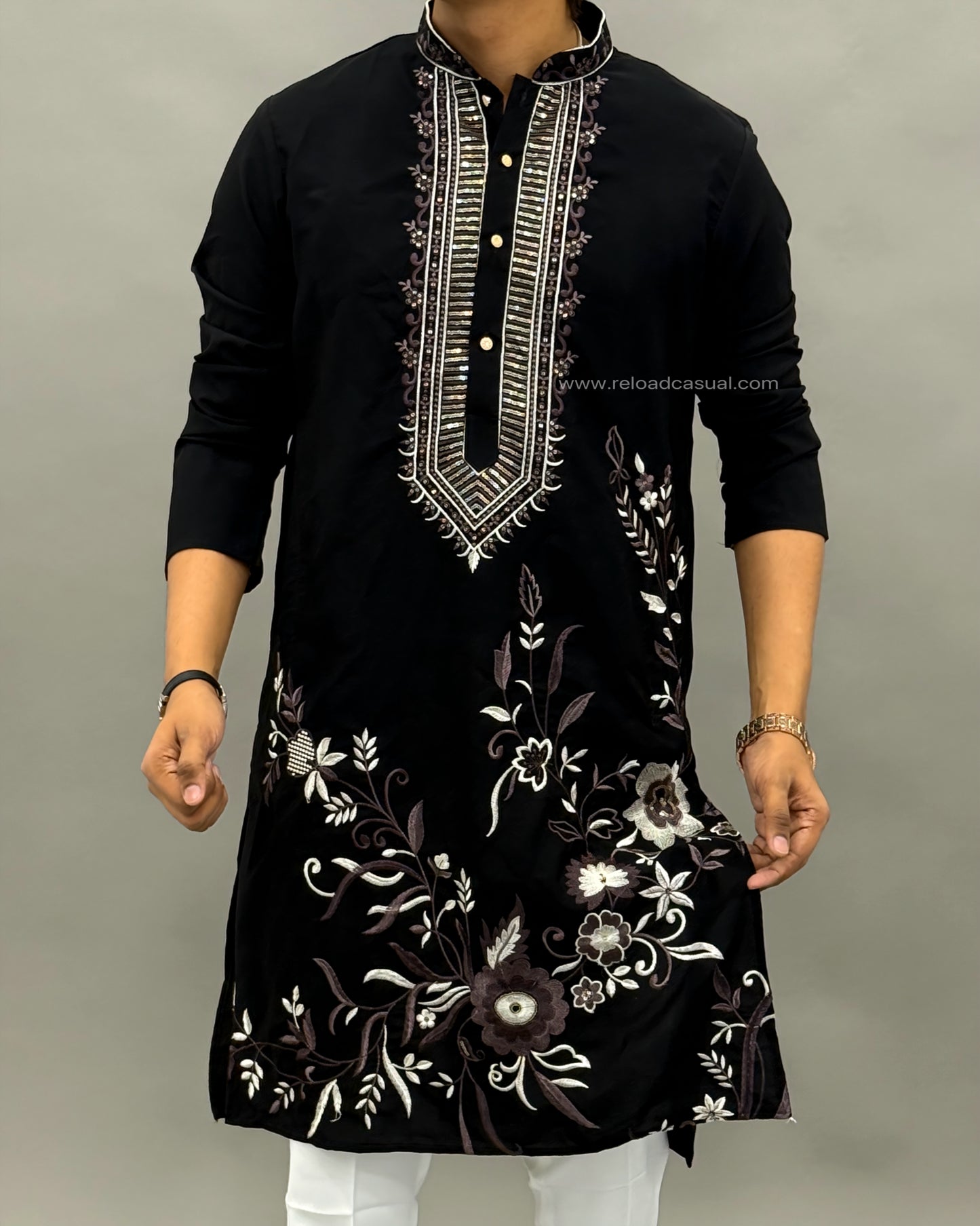 Graceful Floral Men's Embroidered Kurta pant set