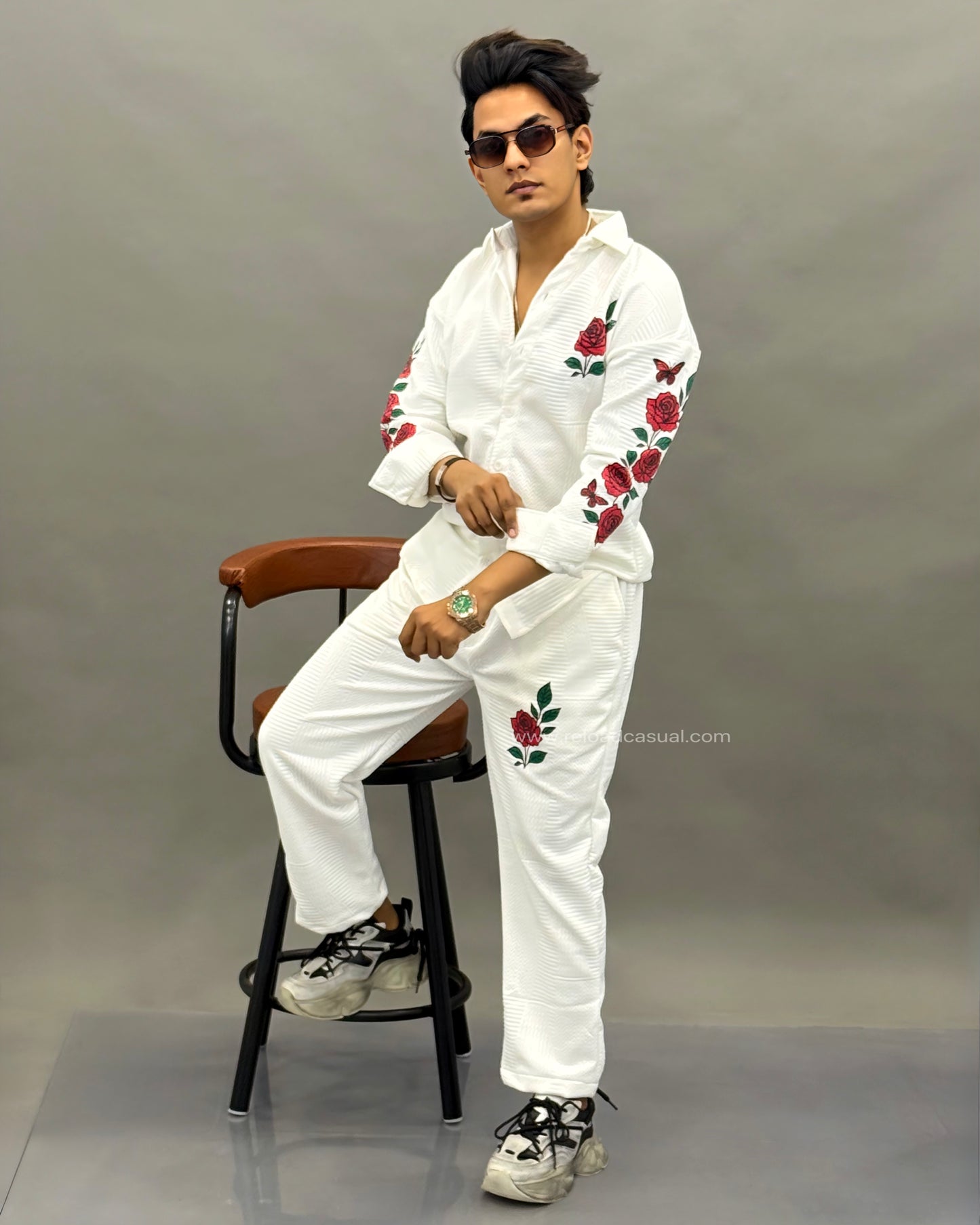 Butterfly Rose Printed Slim Fit Track Suit