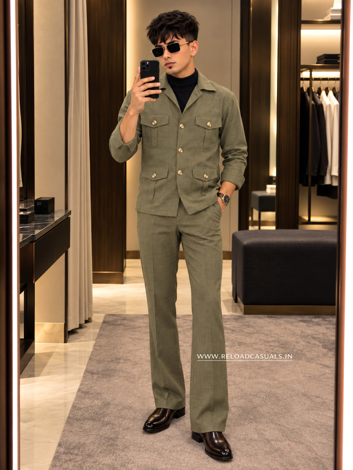 Linen Hunting Bootcut  3-Piece Co-ord Set