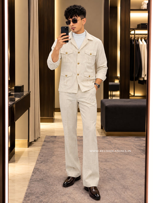 Linen Hunting Bootcut  3-Piece Co-ord Set