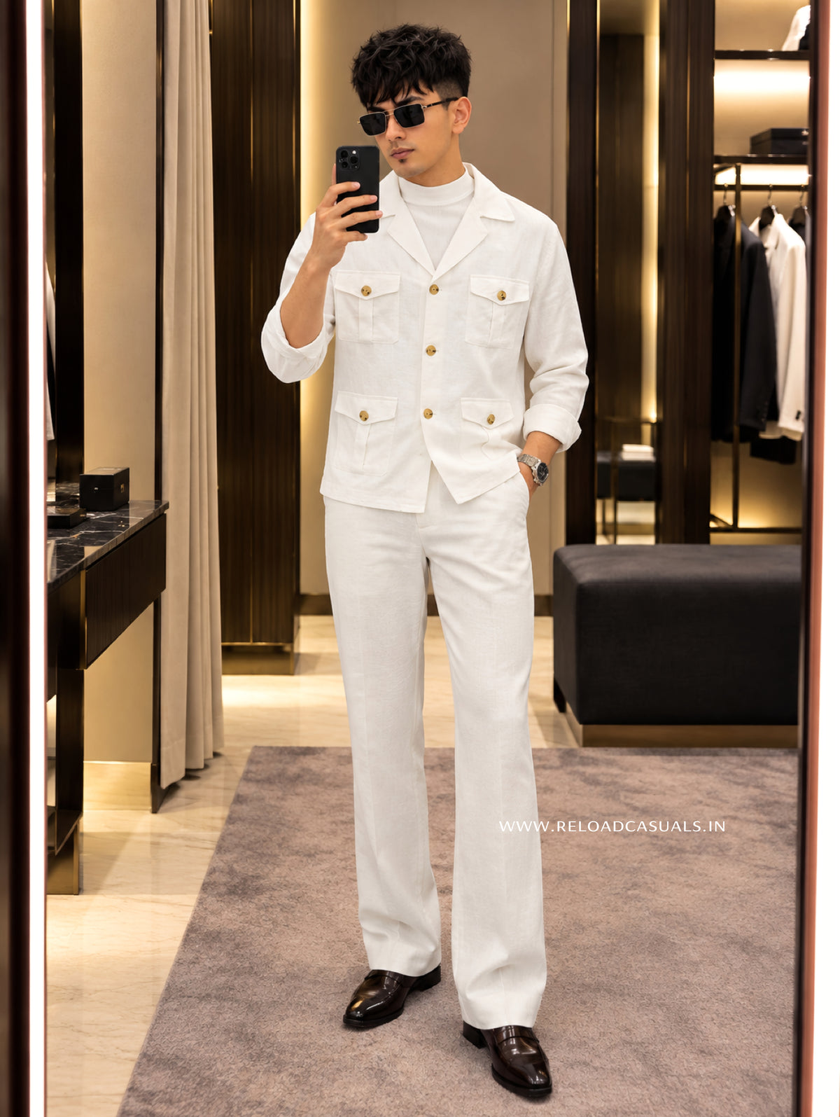 Linen Hunting Bootcut  3-Piece Co-ord Set