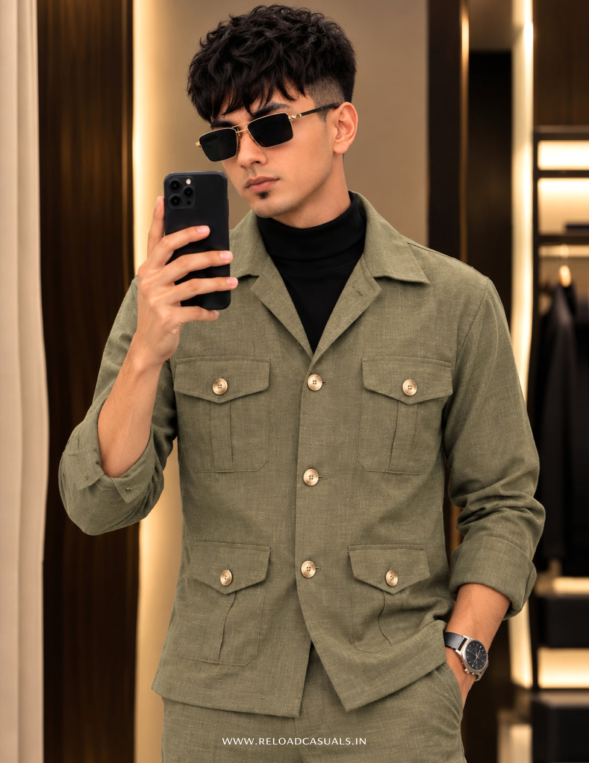 Linen Hunting Bootcut  3-Piece Co-ord Set
