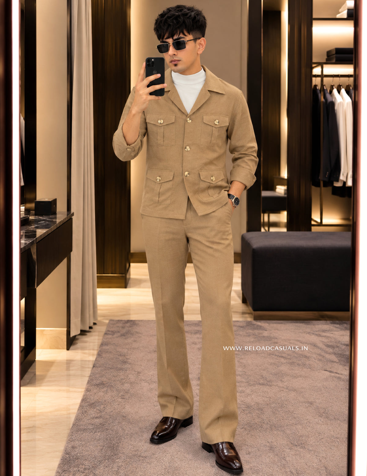 Linen Hunting Bootcut  3-Piece Co-ord Set