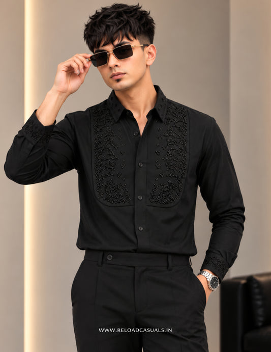 Leaf Velvet Flocking Diamond Shirt