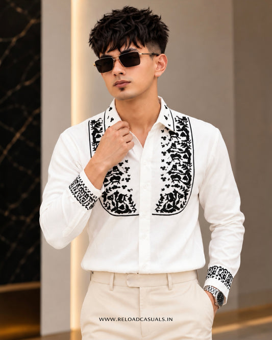 Leaf Velvet Flocking Diamond Shirt