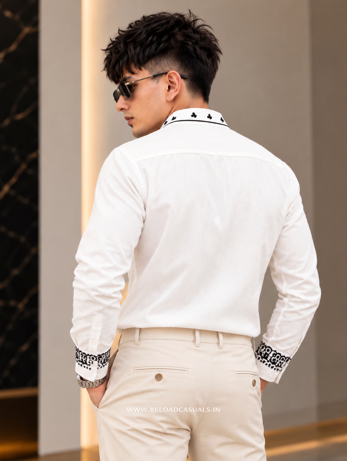 Leaf Velvet Flocking Diamond Shirt