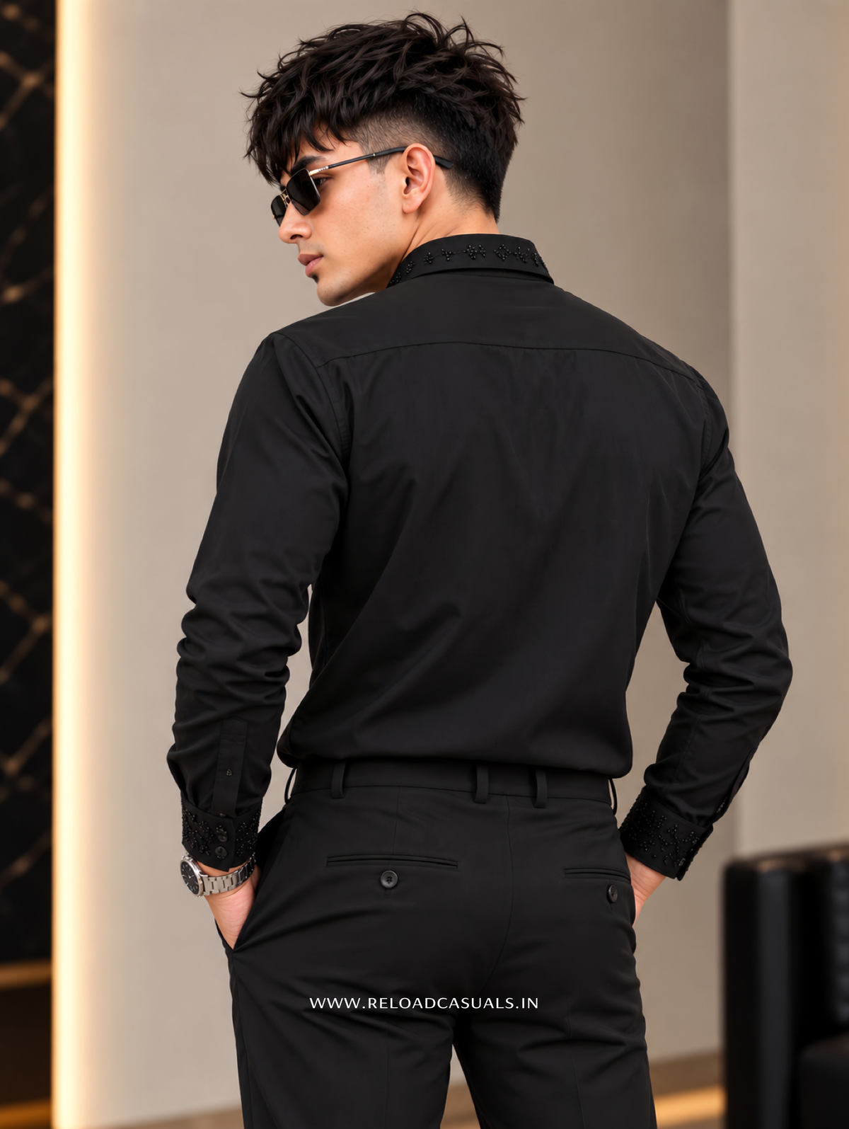 Leaf Velvet Flocking Diamond Shirt