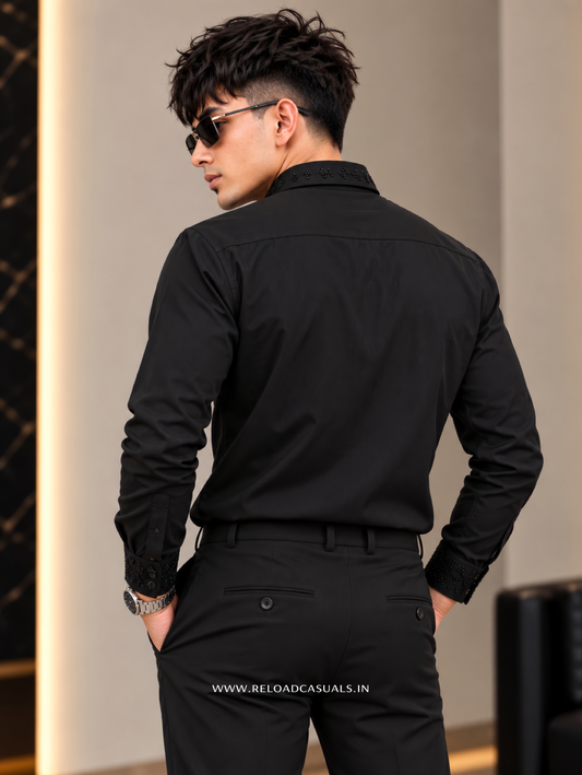 Leaf Velvet Flocking Diamond Shirt
