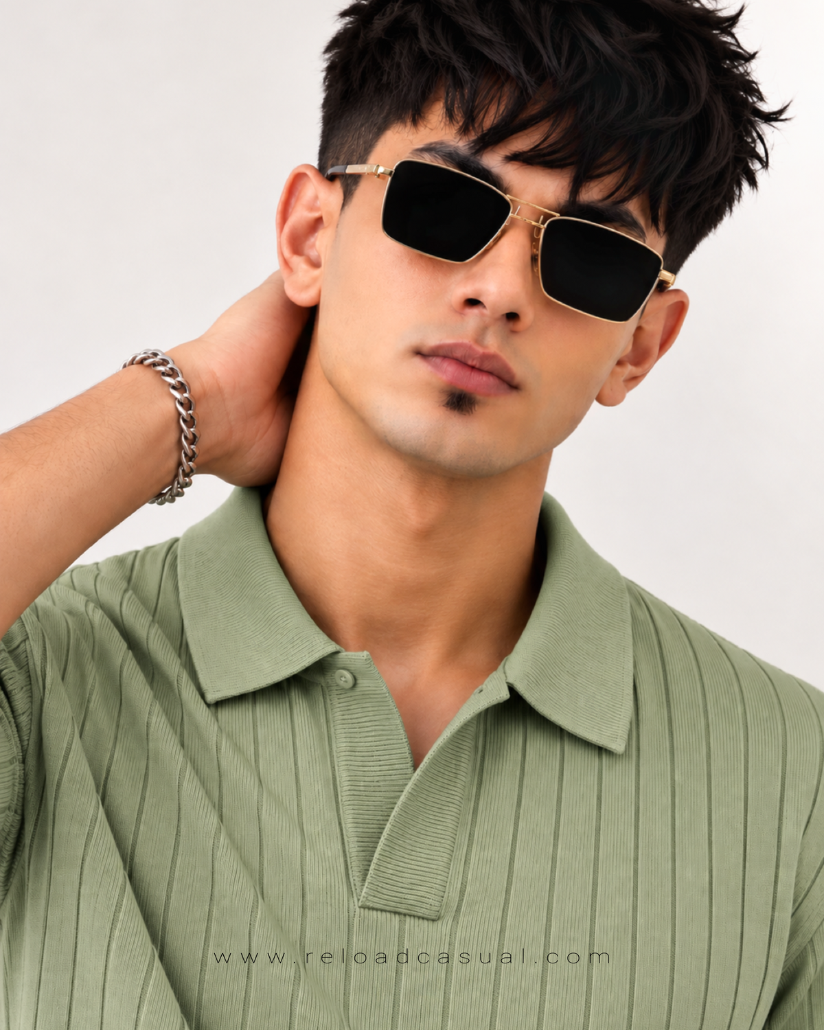 Men's Ribbed Knit Collar T-Shirt