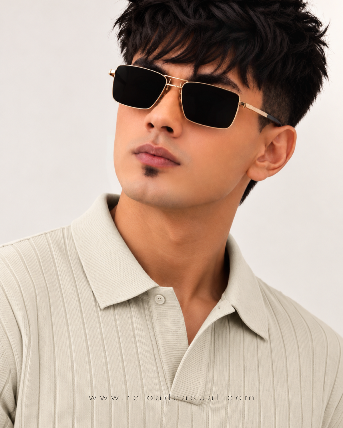 Men's Ribbed Knit Collar T-Shirt