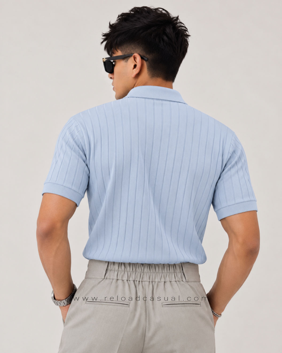 Men's Ribbed Knit Collar T-Shirt
