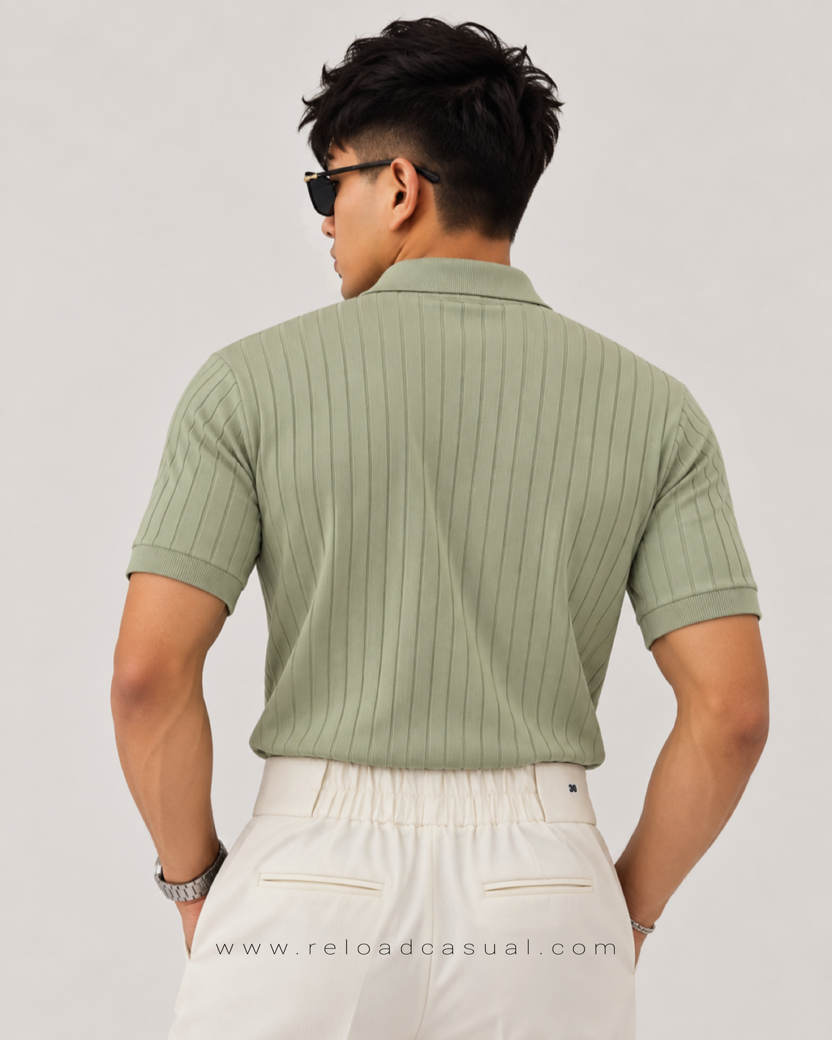 Men's Ribbed Knit Collar T-Shirt