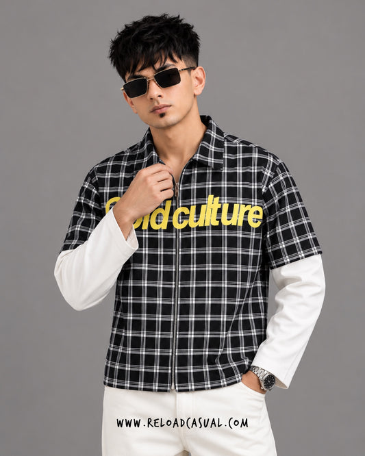 Cold Culture Check Boxy Zip Shirt